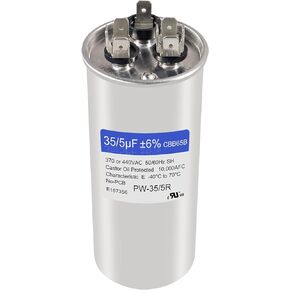 35+5uF 35/5MFD ±6% 370V/440V CBB65 Dual Run Circular Start Capacitor for AC Motor Run or Fan Start or Condenser Straight
