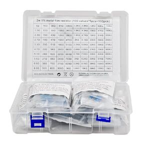 2W 2 Watts 500PCS 100 Value (1 ohm—1M ohm) Metal Film Resistor +/-1% Assorted Kit Assortment