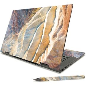MightySkins Glossy Glitter Skin Compatible with HP Envy x360 15" (2021) - Aqua Swirl | Protective, Durable High-Gloss Glitter Finish | Easy to Apply, Remove, and Change Styles | Made in The USA