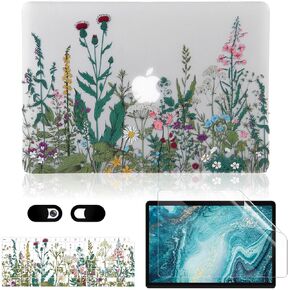Case for MacBook Air 13 inch A1466 A1369 2010-2017 Release, 5 in 1 Matte Clear Hard Shell&Keyboard Cover&Screen Protector&Webcam Cover Compatible with Older Version Air 13.3 - Garden Flowers