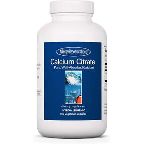 Allergy Research Group Calcium Citrate - Pure Calcium, Bone Strength, Well-Absorbed, Without Vitamin D, Calcium Only, 150mg Supplement, Vegetarian Capsules - 180 Count