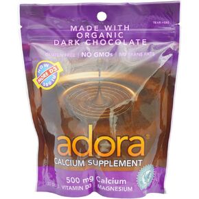 Adora Calcium Supplement Disk, Organic Dark Chocolate, 30 Count (Pack of 12)