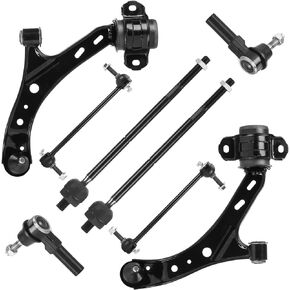 Front Lower Control Arms w/Ball Joint + Sway Bars + Tie Rods for Ford Mustang 2005-2010 Suspension Kit K80727 K80726 K80899 EV80804 ES80805 10pc Set