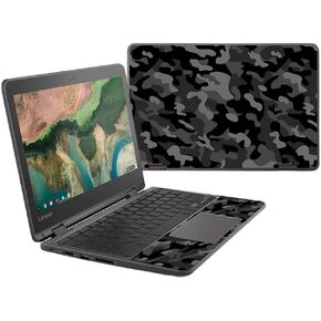 MightySkins Skin Compatible with Lenovo 300e Chromebook 11.6" (2018) - Black Camo | Protective, Durable, and Unique Vinyl Decal wrap Cover | Easy to Apply, Remove, and Change Styles | Made in The USA