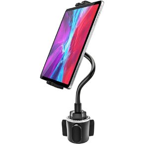 woleyi Car Cup Holder Tablet Mount, Adjustable 10.5" Gooseneck Arm Car Cupholder Tablet Stand Compatible with iPad Pro 9.7, 11, 12.9 /Air/Mini, Galaxy Tabs, iPhone, All 4-13" Smartphone and Tablets