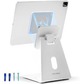 Volcora Universal Magnetic Tablet Stand for Desk Wall Mount iPad Holder with Seperable Magnetic Board and Rotatable Back Panel, Heavy Duty, for Samsung Android Tablets, Kindle, Black