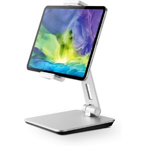 Tablet Stand, Adjustable Heavy Duty Aluminum Phone Stand, 360° Swivel Foldable Holder for iPad, Samsung Tab, Kindle (4.7-13"), Design for Desk Kitchen Bedside Office (Gray)
