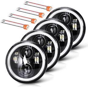 UNI-SHINE 4pcs 5 3/4" 5.75 LED Headlights with High Low Beam Amber turn signal White DRL, 5 3/4 led headlight Halo Ring