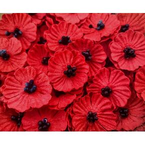 Handmade Poppies Flower Head Decorative Flower for Crafts DIY Veterans Day Scrapbooking Wedding Poppy Flowers Decorations Greeting Cards (Red)
