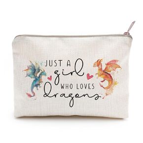 Just A Girl Who Loves Dragons Dragon Cosmetic Bag Make Up Bag Toiletry Bag Zipper Pouch Gifts Dragons Cosmetic Bag Makeup Bag Gift to Her