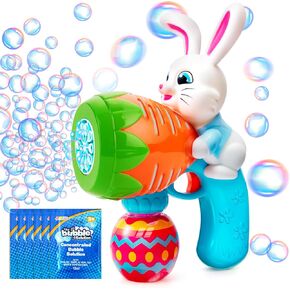 مسدس فقاعات أرنب عيد الفصح من سلووش للأطفال الصغار بعمر 3 سنوات فما فوق، منفاخ فقاعات وردي مضيء مع 6 حلول لإعادة ملء الفقاعات للأطفال من سن 4 إلى 8 سنوات، مدفع رشاش لهدايا أعياد الميلاد، في الهواء الطلق، عيد الفصح in Kuwait