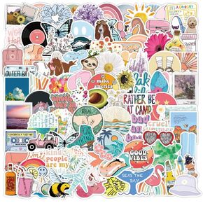 Summer Stickers - 100pcs Ocean Stickers Cute Stuff Vinyl Waterproof Stickers for Adults Teens Girls Boys Toddlers Kids for Journaling Water Bottle Hydroflask Laptop Decor