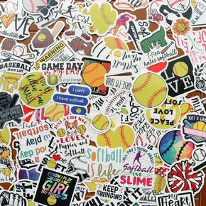 100 قطعة من ملصقات الكرة اللينة، ملحقات الكرة اللينة للفتيات، هدايا الكرة اللينة، ملصقات خوذة الكرة اللينة للفتيات، هدايا حفلات الكرة اللينة، هدايا الكرة اللينة للفريق، أشياء الكرة اللينة، ملصق من الفينيل لزجاجات المياه in Kuwait