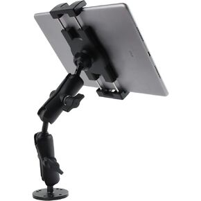 Metal Tablet Mount Holder for Truck/Car/Vehicle/Industrial, Long Arm Heavy Duty Drill Base iPad Mount for Dashboard, Wall, Desk, fit 7-14.6 inch Tablets