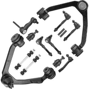14PCS for 97-03 4WD Ford F150 F250 Expedition Lincoln Navigator Front Upper Control Arm w/Ball Joint + Tie Rods + Sway Bar + Idler Arm Suspension Kit K8722T K8724T K8772 K8700