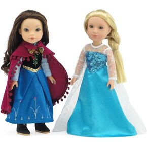 Emily Rose 14 Inch Doll Clothes Clothing Accessories | Princess Elsa and Anna-Inspired 14" Doll Dress Ball Gown Costume Gift Set Outfit Bundle | Fits Most 14"-14.5" Hard-Bodied Dolls