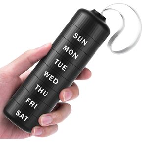 Zoksi Weekly Pill Organizer, Daily Supplement Organizer Holder with Lanyard, Travel Vitamin Case with 7 Detachable Large Compartment, Portable Pill Box 7 Day for Outside, Office, Home (Black)
