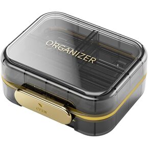 1 Pack Travel Pill Organizer, 7 Compartments Pill Box, Daily Portable Pill Case to Hold Vitamins, Pill Container for Pocket Purse Medicine Organizer (3"x2.8")