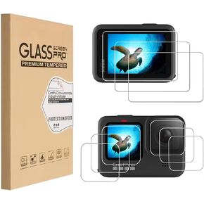 Screen Protector for Go Pro Hero 12/11/10/9, 9H Hardness Anti-Scratch Anti-Bubble Ultra Clear Tempered Glass (3 Pack)