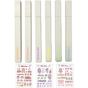 Yamadura Aesthetic Cute Highlighters with Soft Chisel Tip, 6pcs Mild Assorted Colors, No Bleed Dry Fast Easy to Hold, for School Office Journal Supplies (6pcs Cream Colors, Orange)