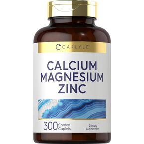 Carlyle Calcium Magnesium Zinc | 300 Caplets | Vegetarian, Non-GMO, Gluten Free Supplement