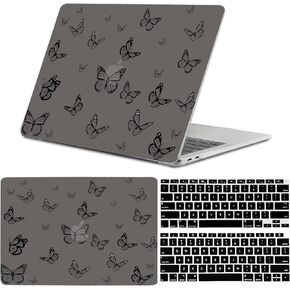 Compatible with MacBook Air 13 inch Case,2020 2019 2018 Release,(A2337 M1 A2179 A1932),with Touch ID and 2 Pack Keyboard Protectors (White-D18, Air 13'' A2337 M1 A2179 A1932)