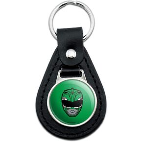 GRAPHICS & MORE Power Rangers Green Ranger Helmet Black Leather Keychain