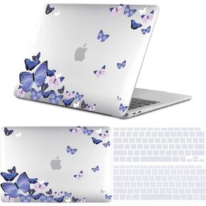 Compatible with MacBook Air 13 inch Case,2020 2019 2018 Release,(A2337 M1 A2179 A1932),with Touch ID and 2 Pack Keyboard Protectors (White-D18, Air 13'' A2337 M1 A2179 A1932)