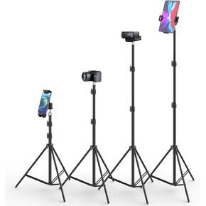 Smatree iPad Tripod Stand Floor Stand, Height Adjustable Foldable Tripod Stand for Cell Phone/Tablet/Camera/Logitech Webcam, Compatible with iPhone/iPad Pro/Mini/Air, Height Adjustable 27.5-82.6 Inch