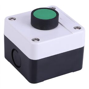 Push Button Switch Station Box, Momentary One Exit Boxes Exterior Opener Control Switches Weatherproof Pushbutton Industrial Green Starter Mushroom Emergency Stop Buttons for Automatic Gate
