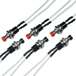 Momentary Push Button Switch with Wires, 1A 250VAC SPST Mini Pushbutton Switches Normal Open(NO) Red Cap - 6pcs