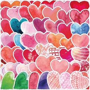 Heart Shape Stickers 50 Pcs Heart Love Waterproof Vinyl Decals for Water Bottles Bicycle Laptop Refrigerator Luggage Computer Mobile Phone Skateboard Bike Décor (Heart Love)