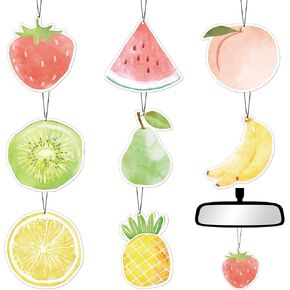 8 Pack Car Air Fresheners for Women Man Cute Fruit Shape Hanging Air Fresheners Watercolor Car Air Fresheners for Women Man Air Fresheners for Cars Car Mirror Freshener Car Mirror Scented, 8 Scents