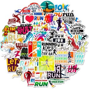 50Pcs Running Stickers Pack Graffiti Sports Stickers for Water Bottle Laptop Phone Planner Journaling Scrapbooking Notebook Waterproof Vinyl Decals