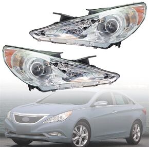 Headlights Assembly with Amber Corner Replacement for Hyundai Sonata 2011-2014 Headlamps Driver & Passenger Side