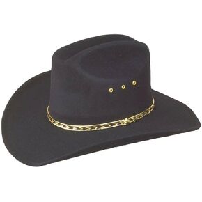 Western Express Men's Faux Felt East Clintwood Cowboy Hat with Gold Band Rodeo Cattleman Mexican - Black Color ADULTS SIZE ( 59 ) - 7 3/8