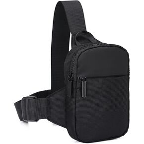 Small Sling Bag for Women and Men, Sling Purse Fanny Pack, Crossbody Bag Mini Crossbody Chest Bag, Crossbody Sling Bag Belt Bag, Lightweight Crossbody Fanny Packs for Travelling Hiking (Black)