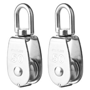 8 Pcs Single Pulley Block, Dveda M25 Pulley 304 Stainless Steel Heavy Duty Single Wheel Swivel Lifting Wire Rope Pulley Block, Crane Swivel Hook Smooth Wire Rope Cable Loading 330Lbs