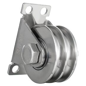 Double Groove Cable Fixed Pulley Block, Heavy Duty Stainless Steel, Bearing Inside, Good for Pulley Lifing System 1Pack