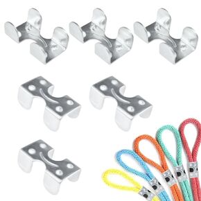 Heavy Duty Double Rope Loop Clamps 1/2 Inch Zinc Plated Twisted or Braided Rope Metal Loop End Clips (Silver Color, 6 Pack)