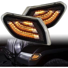 LED Front Fender Side Marker Lights Turn Signal Lamp for Jeep 2018-2022 Wrangler JL JLU & 2020-2022 Gladiator JT Truck