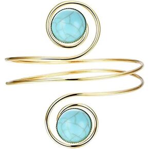 Gold Plated Upper Arm Bracelet Cuff Bangle Flower Sun Moon Butterfly Swirl Upper Arm Armlet Simple Bracelets Adjustable Armband Jewelry for Women Girls in Kuwait