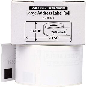 Houselabels 1.4 x 3.5 Inches Dymo-Compatible 30321 Large Address Labels, 1 Roll, 260 Labels per Roll