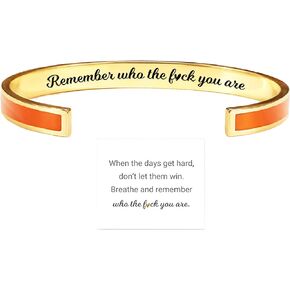 Remember Who The F You Are Bracelet Motivational Color Bangle Inspirational Cuff Opening Adjustable Bracelet Jewelry Gift for Women