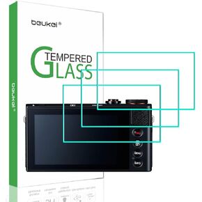 beukei (3 Pack) Designed for Canon G9X Mark II / G9 X / G7X Mark II / G7 X / G5X II /G5 X Camera Screen Protector Tempered Glass, 9H Hardness