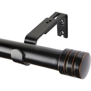 KAMANINA Black Curtain Rods for Windows 48 to 84 Inches, 1 Inch Single Curtain Rod 32 to 86 Inches(2.6-7.1ft), Splicing Adjustable Drapery Rod with Cap End