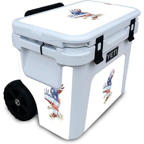 Carbon Fiber Skin Compatible with Yeti Roadie 32 Wheeled Cooler - American Eagle - Premium 3M Vinyl Protective Wrap Decal Cover - Easy to Apply | Crafted in The USA by MightySkins