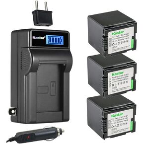 Kastar 3-Pack DZ-BP21S Battery and LCD AC Charger Compatible with Hitachi DZ-BX35, DZ-BX35A, DZ-BX35E, DZ-BX37E, DZ-M5000V5, DZ-M7000V5, DZ-M8000V6, DZ-GX20, DZ-GX20A, DZ-GX20E, DZ-GX25M, DZ-GX3100