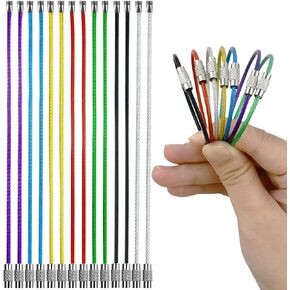 yuntop 21 Pack Wire Keychain Cable Stainless Steel Wire Key Loops for Outdoor Hiking Key Ring Wire for Hanging Heavy Duty Luggage Tags ID Tag Keepers 2MM Thick Wire Rings for Keys (6 Inches)