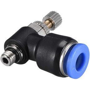uxcell Push to Connect Air Flow Control Valve,Elbow,6mm OD x M5 Male Thread,Pneumatic Flow Speed Controller Valve,Blue 6pcs